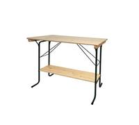 Table haute HWC-L67 pliable métal pin bois huilé 110x125x70cm