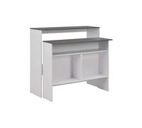 Table haute mange debout bar bistrot avec 2 dessus de table blanc 130 cm