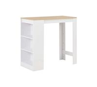 Table haute mange debout bar bistrot avec étagère blanc 110 cm