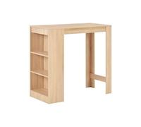 Table haute mange debout bar bistrot avec étagère chêne 110 cm beige