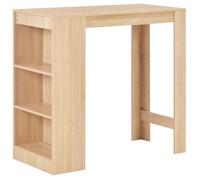 Table haute mange debout bar bistrot avec étagère chêne 110 cm beige