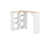 Table haute mange debout bar bistrot avec tablette amovible blanc 138 cm