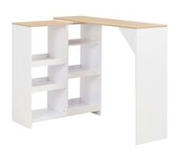 Table haute mange debout bar bistrot avec tablette amovible blanc 138 cm Blanc