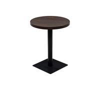 Table haute mange debout bar bistrot MDF et acier rond 60 cm frêne foncé marron