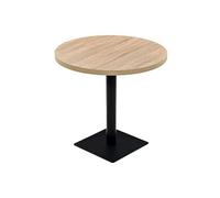Table haute mange debout bar bistrot MDF et acier rond 80 cm chêne marron