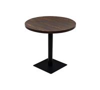 Table haute mange debout bar bistrot MDF et acier rond 80 cm frêne foncé marron