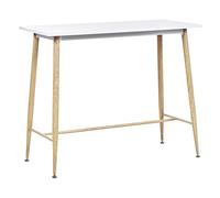 Table Haute Mange Debout Rectangulaire 90x50 cm Blanche avec Pieds en Métal Effet Bois Idéale pour Petite Cuisine Moderne et Scandinave Beliani