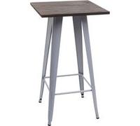 Table haute HWC-A73 avec plateau en bois, table de bar, design industriel en métal 107x60x60cm gris