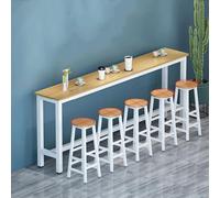 Table haute moderne pour cuisine et extérieur, finition noyer clair, 140 x 30 x 100 cm, design élégant, solution de salle à manger polyvalente, parfaite pour les petits espaces.