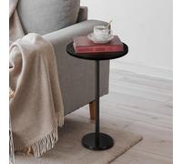Table Haute Petit Rond 62,5 x 32 CM Table D'appoint avec Socle Marbre Noir | Petite Table Basse MDF Pieds Hauts , Coffee Table Rond Minimaliste, Bout de Canape pour Salon Chambre Balcon Café