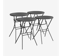 Table haute pliante en acier pour événements, lot de 4, gala x4, gris foncé, 81 x 81 x 110 cm