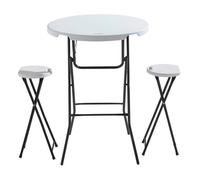 Table haute pliante et tabourets hauts pliants - MOB EVENT PRO - Blanc - Acier et PEHD - Diam.80cm - H.110cm