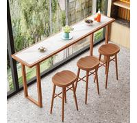 Table Haute rectangulaire en Bois de frêne, Plateau en Ardoise, Style Industriel Moderne, Longue et étroite, idéale pour la Cuisine, Le Petit-déjeuner ou comme Table Basse sur Un Balcon ou u