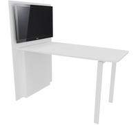 Table haute réunion Visio avec mur technique L.180 cm x H.105 cm - Plateau et pieds métal Blanc