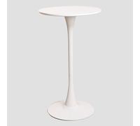 Table Haute Ronde En Mdf Et Métal (Ø60 Cm) Ivet Style Blanc Blanc