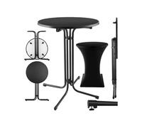 Table haute ronde avec housse de table noir
