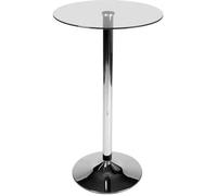 CLP Table de bar haute ronde en métal - plateau en verre clair, esthétique et fonctionnelle