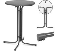 Table haute ronde et pliable, diamètre 70 cm, hauteur 110 cm, gris