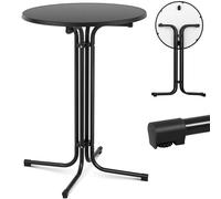 Table haute ronde et pliable, diamètre 80 cm, hauteur 110 cm, noire