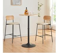 [en.casa] Table Haute Vantaa Table de Bistrot 100 x 60 cm Noir Effet Chêne