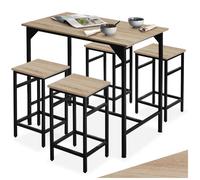 Table haute - TECTAKE - Ensemble de bar EDINBURGH au style industiel en bois en acier avec table et 4 tabourets - Bois clair