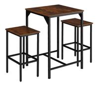 TABLE HAUTE - TECTAKE - Ensemble de bar INVERNESS En 3 parties Table avec 2 tabourets - Bois Foncé