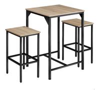 Tectake Ensemble de bar Inverness 120 x 60 x 91 cm - Bois clair industriel, Chêne Sonoma