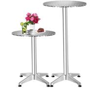 Table haute - TECTAKE - Mange-debout ALEXANDER rond en aluminium réglable en hauteur 60 x 70/110 cm - Gris