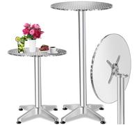 Table haute - TECTAKE - Mange debout ALEXANDER rond en aluminium réglable en hauteur 60 x 75/115 cm - Gris