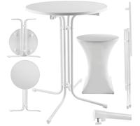 TecTake® Table Haute Mange Debout Table Bistrot Table de Bar Ronde Table Pliante Acier laqué Ø 90cm x 110 cm Housse Mange Debout Incluse pour Réception Mariage Anniversaire Fête de Jardin
