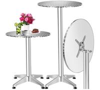Table haute - TECTAKE - Mange debout VICTOR en aluminium rond réglable en hauteur 60 x 75/115 cm - Gris