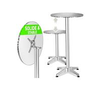 Table de bistrot - TECTAKE - table bistrot aluminium, iris, pliable, résistante aux intempéries, 67 x 67 x 75 / 115 cm - argent