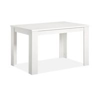 Homestyle4u Table à manger extensible 120 × 80 cm blanche - Table moderne en bois pour salle à manger et cuisine - Extensible jusqu'à 160 cm pour 6 personnes - 3166