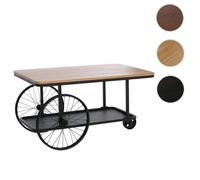 Table basse HWC-Q69, table d'appoint, table de salon, pneu, style industriel rétro, en bois, 54 x 100 x 60 cm naturel, noir