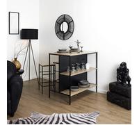 Generique Table Ilot Home Deco Factory Loka Ergonomique Moderne Marron et Noir H95 x L100 x P60 cm