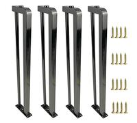 Table industrielle carrée en acier inoxydable, pieds de table de 78 cm DIY avec vis, noir pour la maison, le bureau, la barre de petit-déjeuner, ensemble de 4 - Parfait pour les projets de bricolage