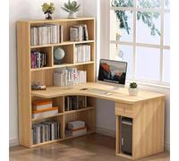 Table Informatique Bureau d'Ordinateur Bureau Pliant en Bois Moderne en Forme de L avec tiroirs et étagères de Rangement Bureau d'angle pour Ordinateur de Bureau à Domicile