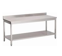 Table Inox Adossée Budget avec Etagère Gamme 600 L2G Blanc G