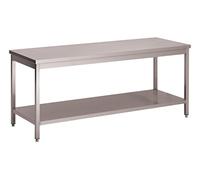 Table Inox Centrale Budget avec Etagère Gamme 700 L2G Blanc