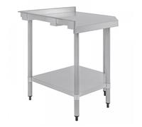 Table inox d'angle (H)960 x (L)800 x (P)600 mm avec dosseret