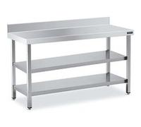 Table Inox de Travail Adossée avec 2 Étagères Gamme 500 Distform Blanc