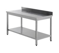 Table Inox de Travail AISI 304 Adossée avec Etagère P 700 mm