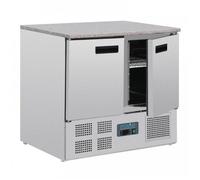 Table inox réfrigérée positive 6 x GN 1/1, 2 portes avec plan de travail en marbre, 155 W, 220 V - MONO