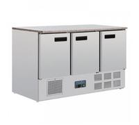 Table inox réfrigérée positive 9 x GN 1/1, 3 portes avec plan de travail en marbre, 235 W, 220 V - MONO