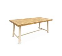 Table intérieur/extérieur en bois clair. effet teck et acier galvanisé ivoire. Fortaleza L190 x P91.5 x H76cm 6-8 places