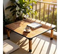 Table Japonaise Sol Table Basse Pliante Multifonction Design Zen Bois Massif pour Salon Méditation Bureau Tables Pliable Repas Salle à Manger Tables Tatami(Square,60x60cm(23.6"x23.6"))