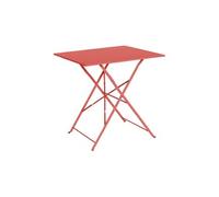 Table Jardin Bistrot Pliable - Emilia Carrée Terra Cotta- Table Carrée 70x70 Cm En Acier Thermolaqué Orange