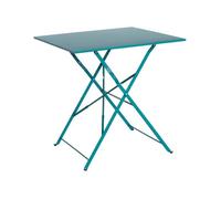 Table jardin bistrot pliable - Emilia carrée bleu canard- Table carrée 70x70cm en acier thermolaqué