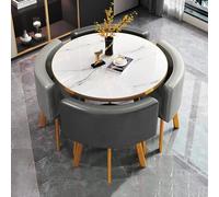Table Jardin Exterieur Reception Room Club Table Round Conference Table avec 4 Chaises, Ensemble Table et Chaises de Négociation(Dark Gray Light Gray)