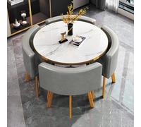 Table Jardin Exterieur Reception Room Club Table Round Conference Table avec 4 Chaises, Ensemble Table et Chaises de Négociation(Light Gray)